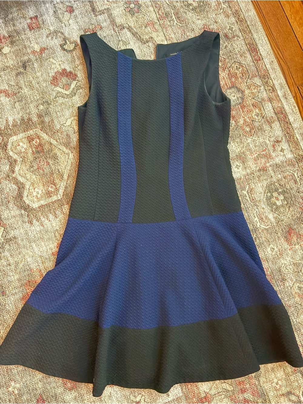 Nanette Lepore Black and Navy Sleeveless Fit-and-Flare Dress